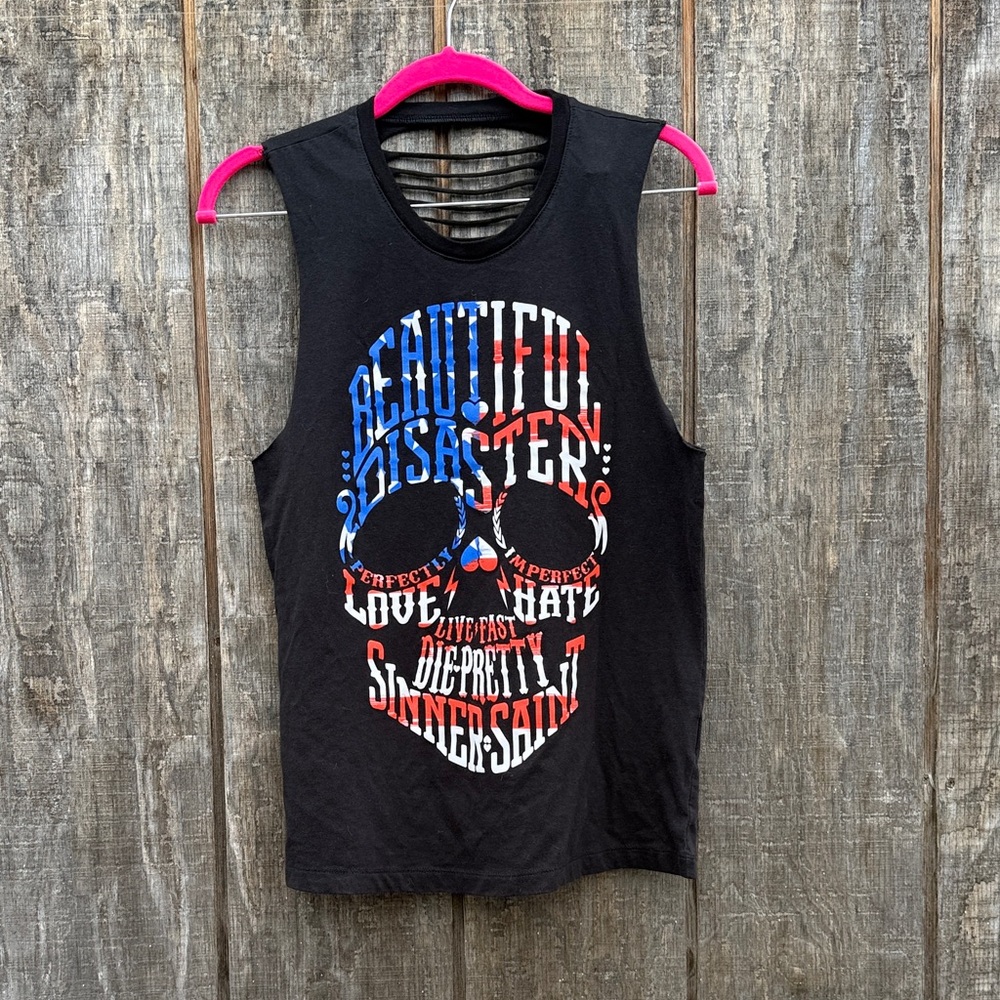 Beautiful Disaster Women's Love Hate Racer Back Tank Top Size Medium Live
Fast